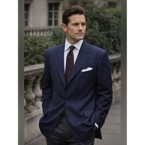 Canali x Loro Piana Wool Super 100s Blazer Size 42R Pinstripe Italy Formal Luxe